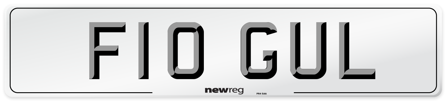 F10 GUL Number Plate from New Reg